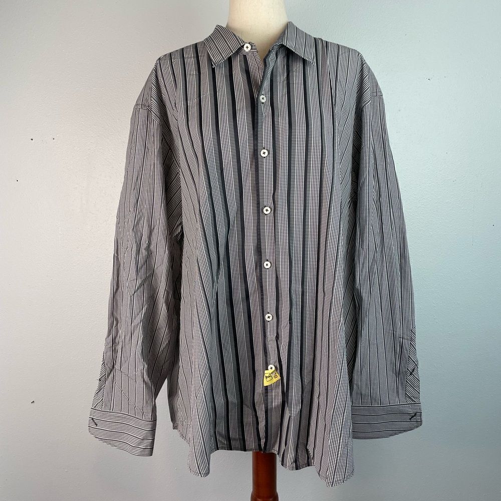 Tommy Bahama Black and Gray Casual Button Down Shirt Size XXL EUC